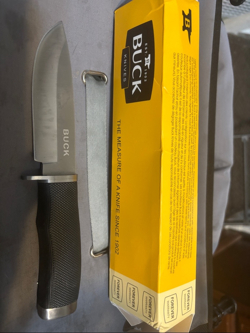 Buck Fixed Blade Knife in Black with Yellow Box
